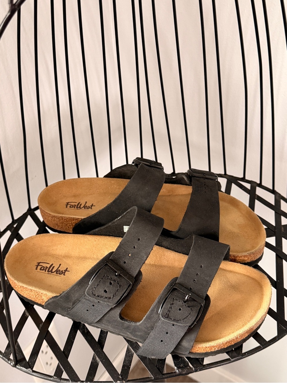 ForWest Women's Black Dual-Buckle Comfort Sandals